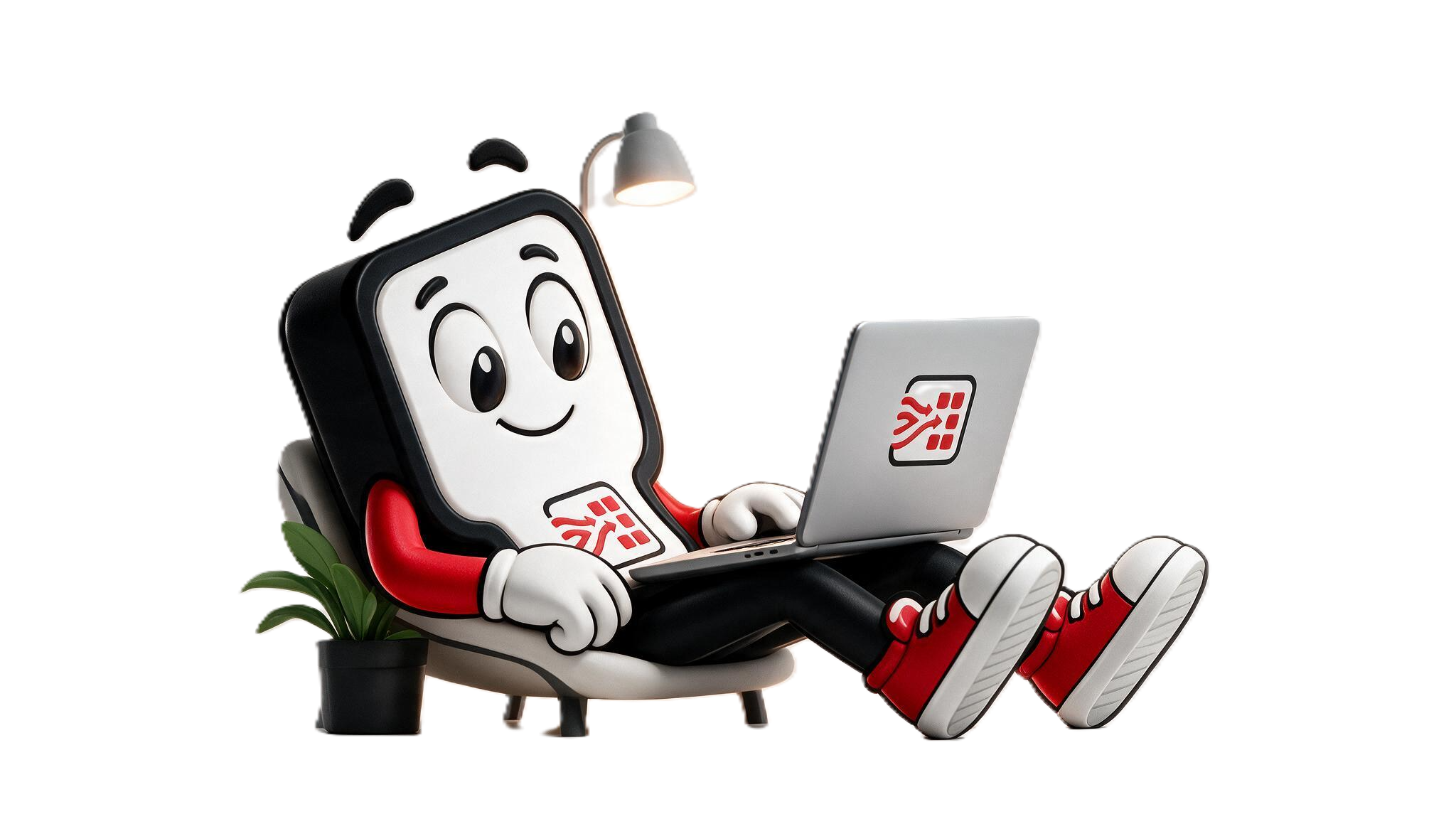 FlowGen mascot working beside the generated analytics dashboard.